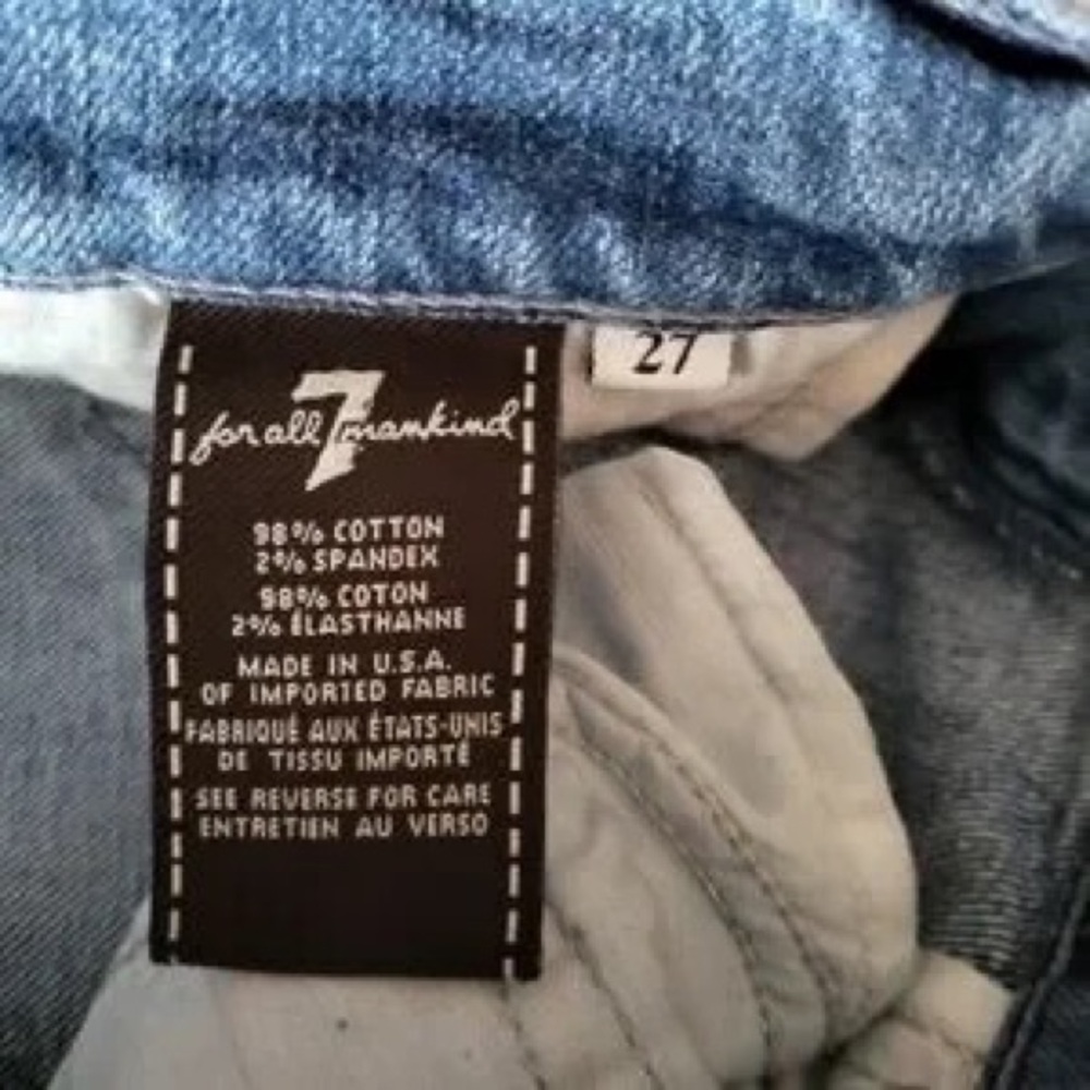 7 For All Mankind Skinny Jeans - Light Wash Blue with Distressing - Picture 4 of 6